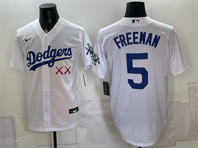 Men's Los Angeles Dodgers x KAWS #5 Freddie Freeman White Vapor Premier Limited Stitched Baseball Jersey Men's Los Angeles Dodgers x KAWS #5 Freddie Freeman White Vapor Premier Limited Stitched Baseball Jersey